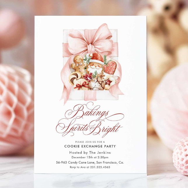 Baking Spirits Bright Cookie Swap Party Invitation (Cookie Exchange Party Invitation)