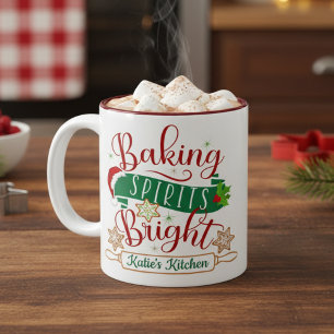 Baking Spirits Bright Custom Christmas Two-Tone Coffee Mug
