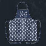 Baking Spirits Bright Festive Christmas Apron<br><div class="desc">Baking Spirits Bright,  whimsical typography design,  festive holiday apron. Features navy blue and white bauble string pattern.</div>
