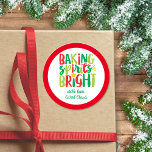 Baking Spirits Bright Festive Christmas Treats Classic Round Sticker<br><div class="desc">This Christmas design features the text "baking spirits bright" in fun, festive red and green typography. Click the customise button for more flexibility in adding/modifying the text and/or graphics! Variations of this design as well as coordinating products are available in our shop, zazzle.com/store/doodlelulu. Contact us if you need this design...</div>