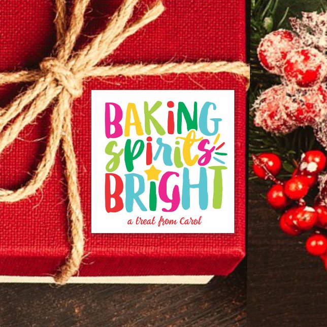 Baking Spirits Bright Festive Colourful Christmas Square Sticker (Creator Uploaded)