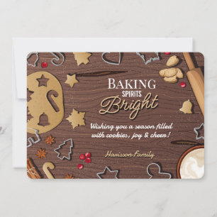 Baking Spirits Bright Festive Cookie Baking  Holiday Card