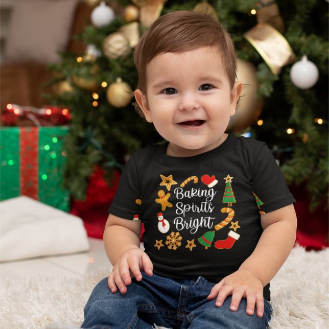 Baking Spirits Bright Gingerbread Christmas Cookie Baby T-Shirt (Creator Uploaded)