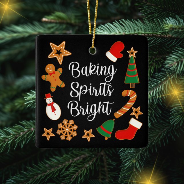 Baking Spirits Bright Gingerbread Christmas Cookie Ceramic Ornament (Creator Uploaded)