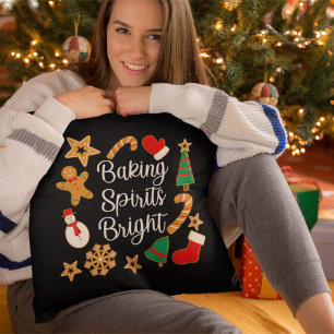 Baking Spirits Bright Gingerbread Christmas Cookie Cushion