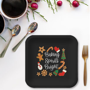 Baking Spirits Bright Gingerbread Christmas Cookie Paper Plate