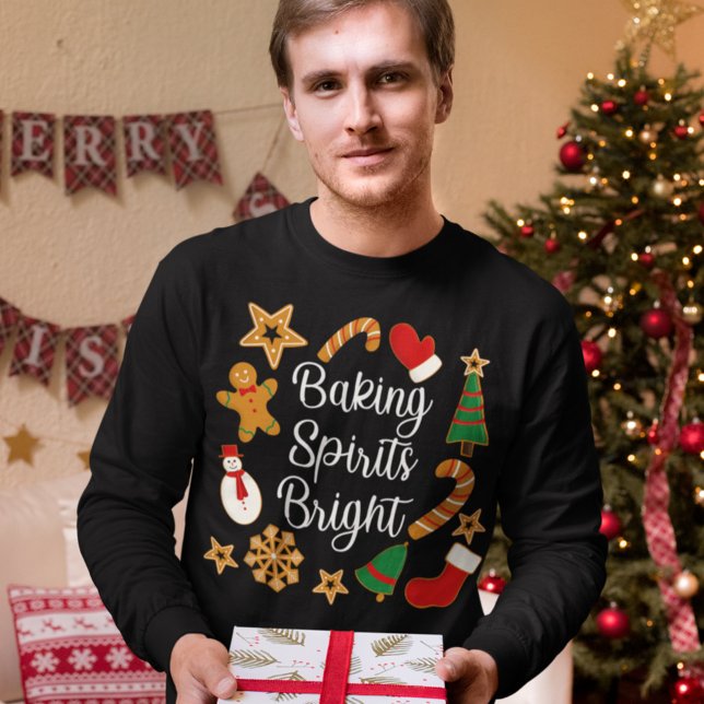 Baking Spirits Bright Gingerbread Christmas Cookie T-Shirt (Creator Uploaded)