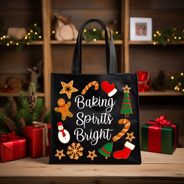Baking Spirits Bright Gingerbread Christmas Cookie Tote Bag (Creator Uploaded)