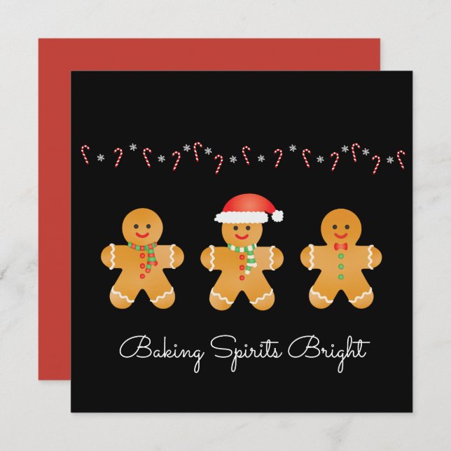 Baking Spirits Bright Gingerbread Men Holiday Card (Front/Back)