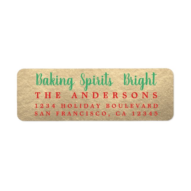 Baking Spirits Bright Gold Holiday Label (Front)