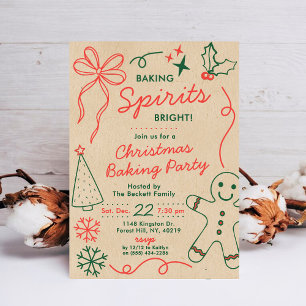 Baking Spirits Bright   Holiday Cookie Swap Party Invitation