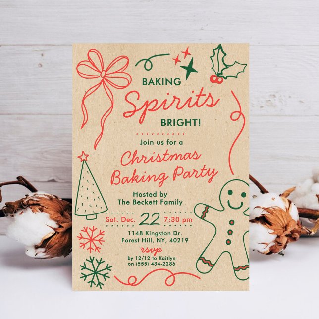Baking Spirits Bright | Holiday Cookie Swap Party Invitation (Creator Uploaded)