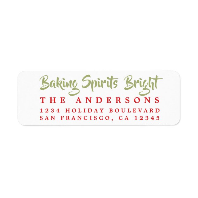 Baking Spirits Bright Holiday Label (Front)