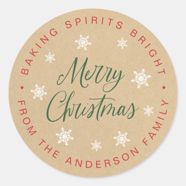 Baking Spirits Bright Homeade Holiday Baking Classic Round Sticker (Front)