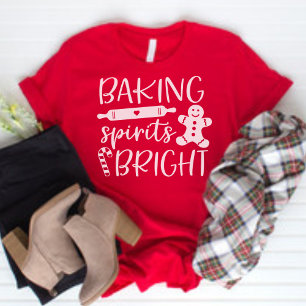 Baking Spirits Bright Modern Red Women's Christmas T-Shirt