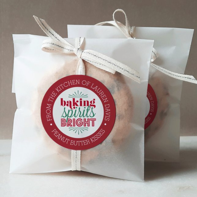 Baking Spirits Bright Personalised Holiday Baking Classic Round Sticker (Creator Uploaded)