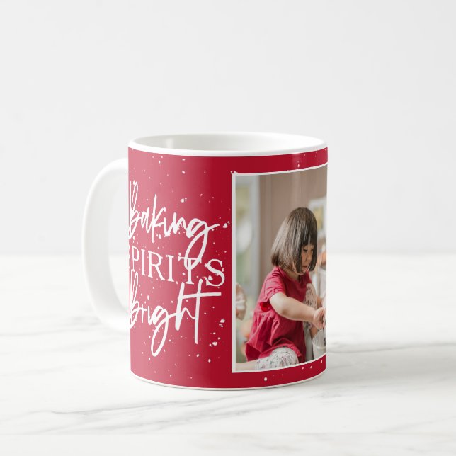 Baking Spirits Bright Red Holiday Photo Coffee Mug (Front Left)
