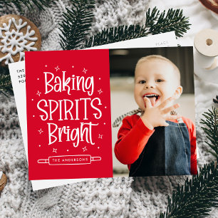 Baking Spirits Bright Red Photo Holiday Postcard