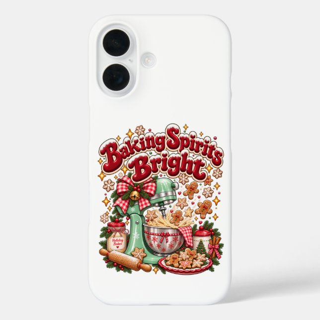  Baking Spirits Bright Retro Christmas Gingerbread Case-Mate iPhone Case (Back)
