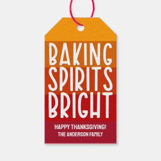 Baking Spirits Bright Thanksgiving Striped  Gift Tags