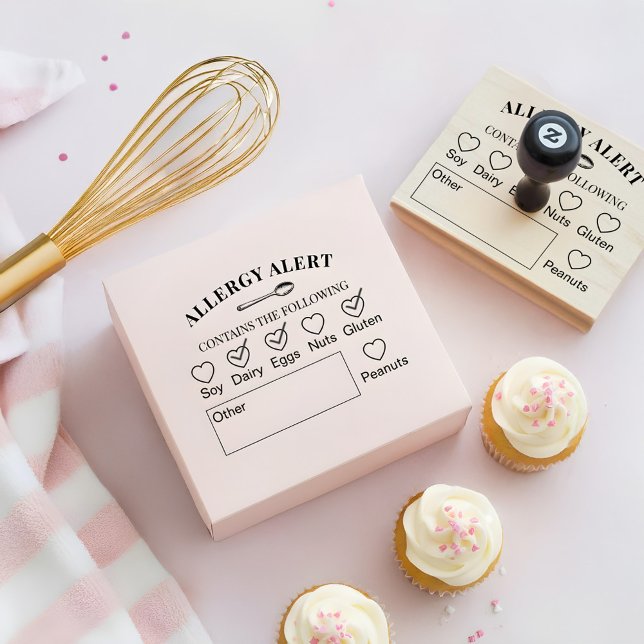 Baking Spoon Bakery Shop Allergy Alert Food Safety Rubber Stamp (Baking Spoon Bakery Shop Allergy Alert Food Safety Rubber Stamp)