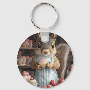 Baking Squirrel with Cupcake Key Ring