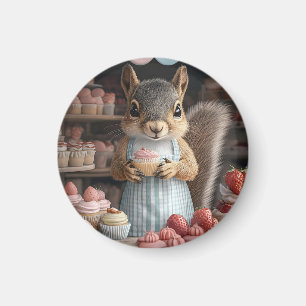 Baking Squirrel with Cupcake Magnet