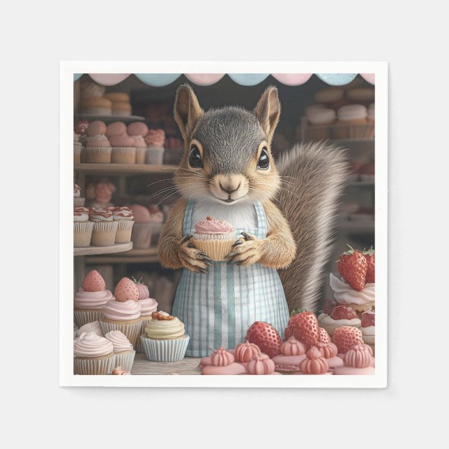 Baking Squirrel with Cupcake Napkin (Front)