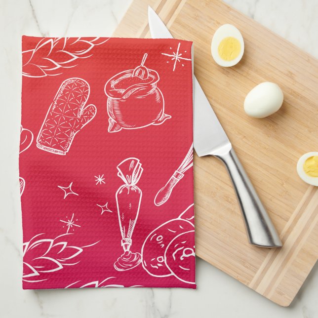 baking tools and food orange kitchen baker  tea towel (Quarter Fold)