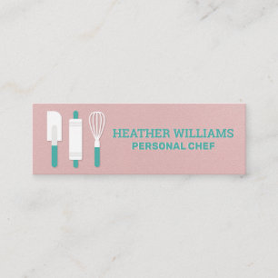 Baking Tools Pink Texture Background Mini Business Card