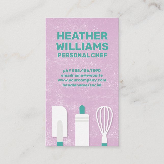 Baking Tools | Purple Texture Background Business Card (Front)