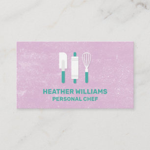 Baking Tools   Purple Texture Background Business Card