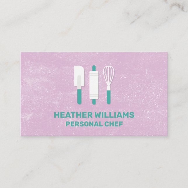 Baking Tools | Purple Texture Background Business Card (Front)