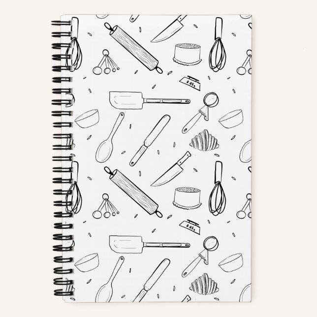Baking Utensil Patterned Notebook (Front)