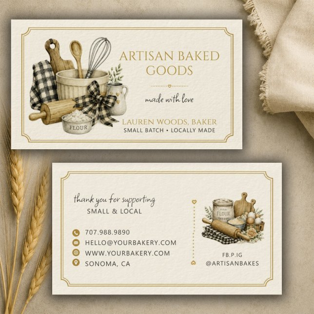 Baking Utensils Artisan Baker Bakery  Business Card (Creator Uploaded)