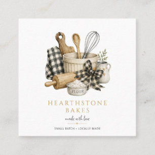Baking Utensils Artisan Baker Bakery  Square Business Card