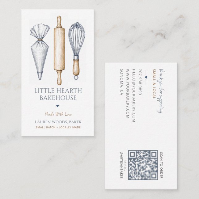 Baking Utensils Baker Bakery Pastry Chef Business Card (Front/Back)