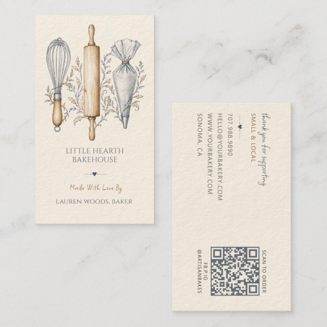Baking Utensils Baker Bakery Pastry Chef Business Card (Front/Back)