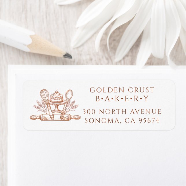 Baking Utensils Baker Bakery Return Address Label (Insitu)