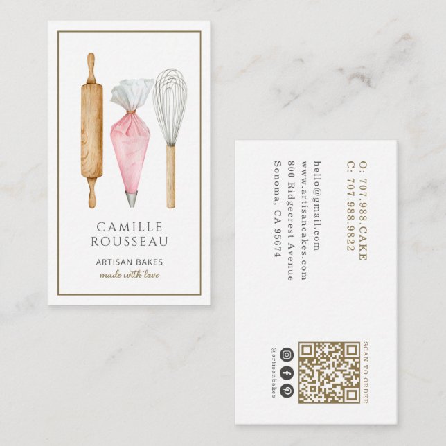 Baking Utensils Baker Business Card (Front/Back)