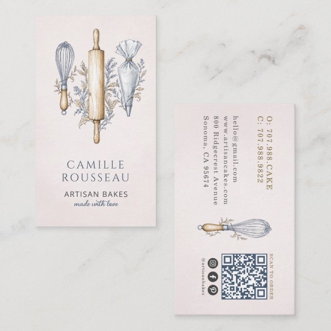 Baking Utensils Baker Business Card (Front/Back)