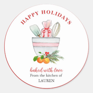 Baking Utensils Bakers Christmas Holiday Classic R Classic Round Sticker
