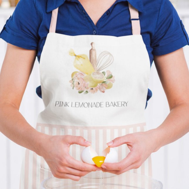 Baking Utensils Floral Logo Pastry Chef Apron (Creator Uploaded)