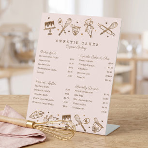 Baking Utensils Pastry Chef Bakery Menu Price List Pedestal Sign
