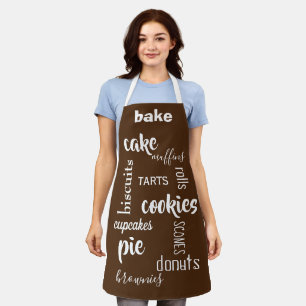 Baking Words Brown Kitchen Apron