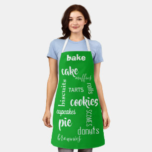 Baking Words Green Kitchen Apron