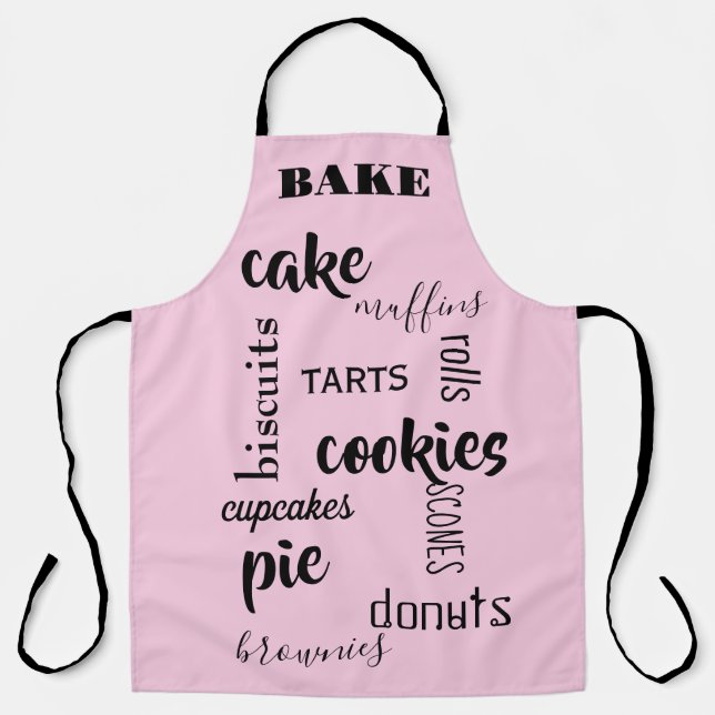 Baking Words Pink Kitchen Apron (Front)
