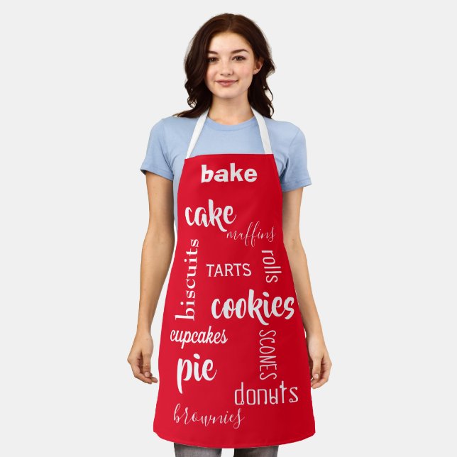 Baking Words Red Kitchen Apron (Worn)