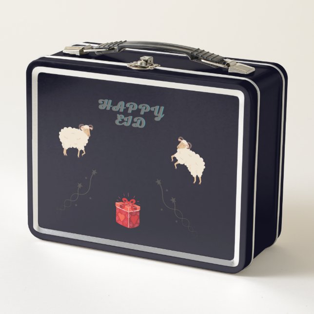 bakra eid- eid mubarak-Happy Eid Metal Lunch Box (Front)