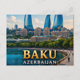 Baku Azerbaijan Caspian Sea Capital 🌊 Postcard